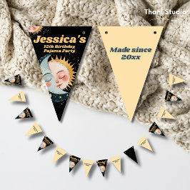 Bandeirinha Qualquer Idade Vintage Celestial Pajama Aniversári