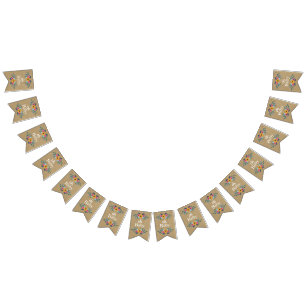 Bandeirinha Querida! Chá de fraldas Rustic Kraft Floral Wreath