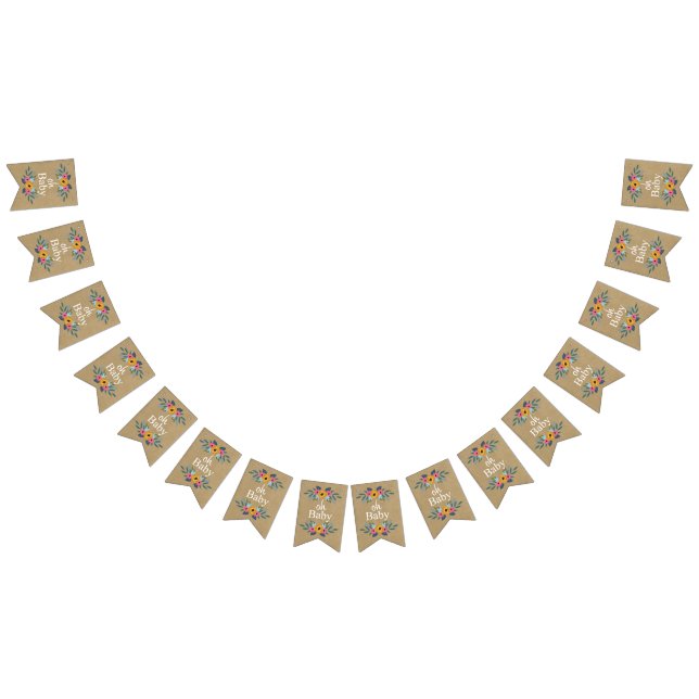 Bandeirinha Querida! Chá de fraldas Rustic Kraft Floral Wreath (Todos)