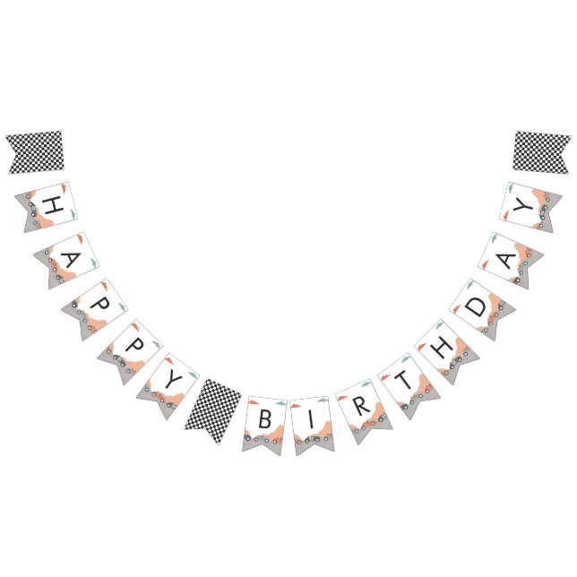 Bandeirinha Race Car 2 Festa de Aniversário Feliz e Curiosa (Todos)