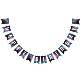 Bandeirinha Rainbow Galaxy Birthday