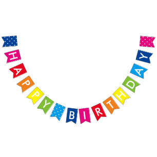 Bandeirinha Rainbow Happy Birday