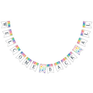 Bandeirinha Rainbow Pencils Bem-Vindo Toda A Escola