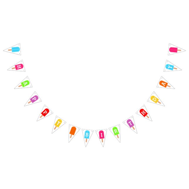 Bandeirinha Rainbow Popsicles Kids Feliz Aniversário (Todos)