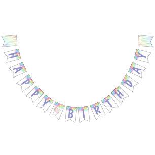 Bandeirinha Rainbow Stars & Magical Unicorn Happy Birday
