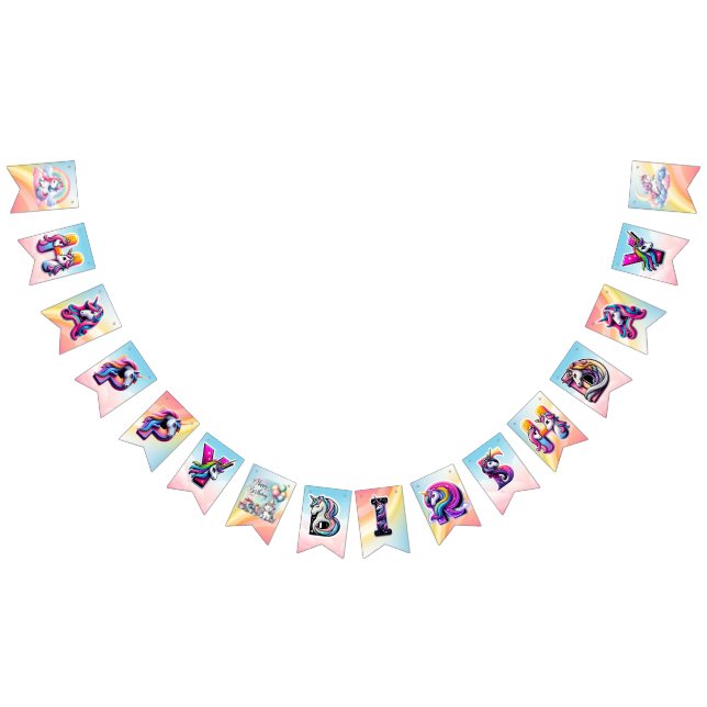 Bandeirinha Rainbow Unicorn Magic Birthday (Todos)