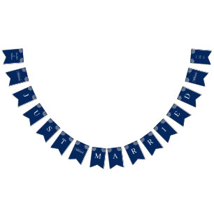 Bandeirinha Raios Florais Elegantes no Casamento Azul Marinho