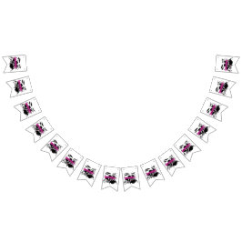 Bandeirinha Rapariga de Drummer com Texto Roxo e Grungue Negro