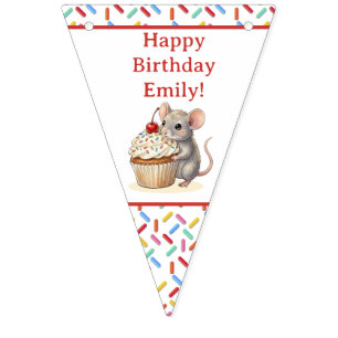 Bandeirinha Rato Fofo e Bolo de Aniversário Personalizado