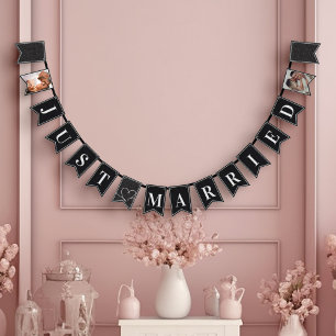 Bandeirinha Recem casados Elegante preto e branco moderno