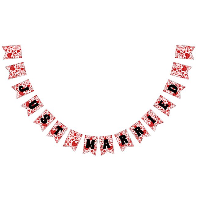 Bandeirinha RECEM CASADOS - padrão de amor cardíaco design 2 (Todos)