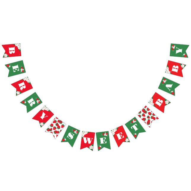 Bandeirinha Red Berry Sweet Baby Strawberry Chá de fraldas (Todos)