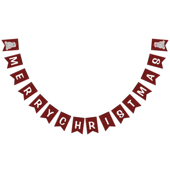 Bandeirinha Red Black Buffalo Xadrez Feliz Natal (Todos)