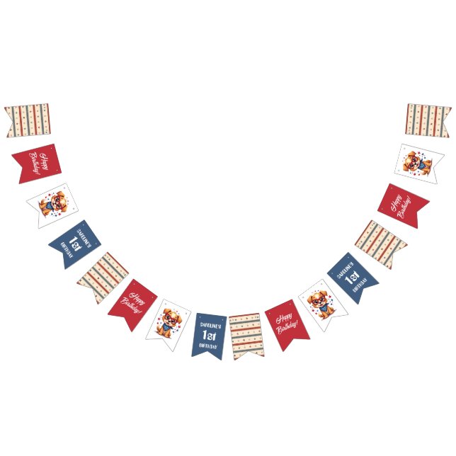 Bandeirinha Red Blue Stripes Doggy Party (Todos)