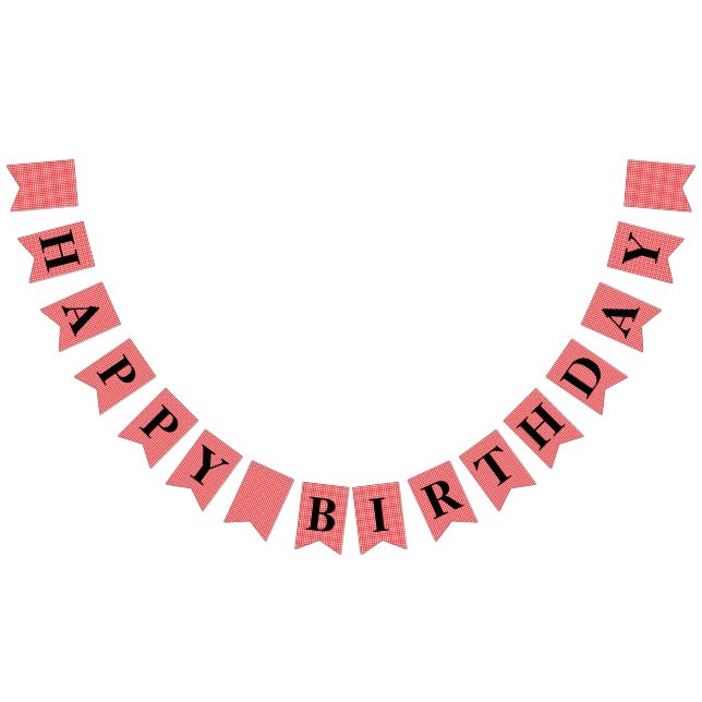 Bandeirinha Red Gingham HAPPY Banner DE ANIVERSÁRIO (Todos)