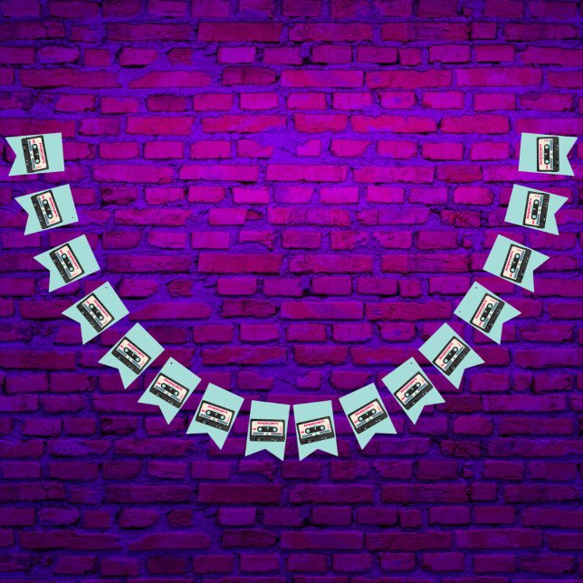 Bandeirinha Retro Oitenta Música Misturar Fita 50ª Festa de an (Criador carregado)