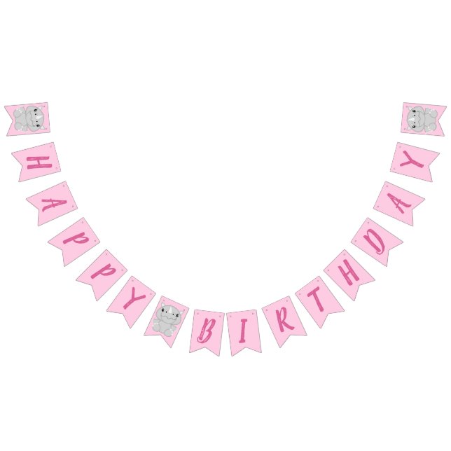 Bandeirinha Rhino Festa de aniversário Rosa (Todos)