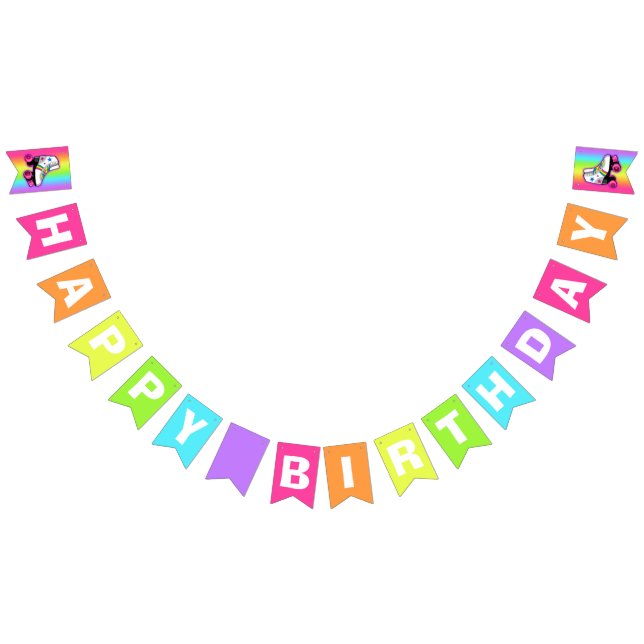 Bandeirinha Roller Skate Rainbow Happy Birday Banner (Todos)