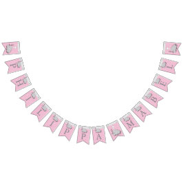 Bandeirinha Rosa, Cinza Branca 🐘 Elefante Bebê - Cristal