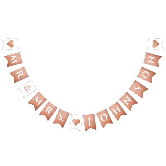 Bandeirinha Rosa de casamento Dourado Sr. & Letras do Nome Per (Todos)