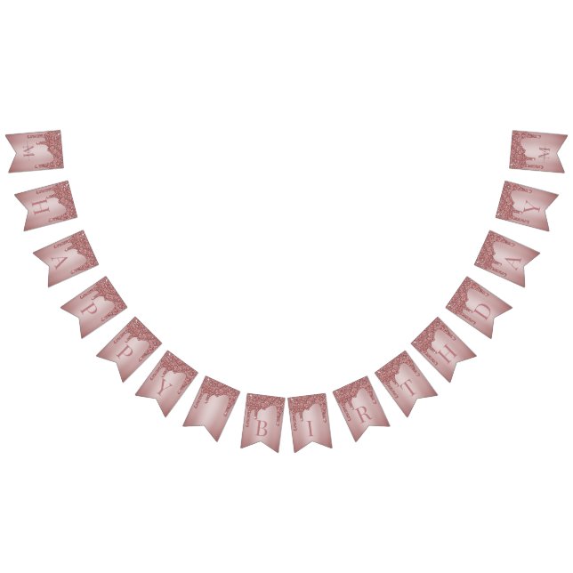 Bandeirinha Rosa Dourado Sparkle Glitter Drives Monograma Aniv (Todos)