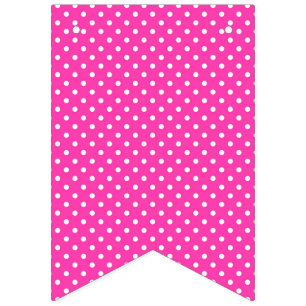 Bandeirinha Rosa quente de feliz aniversario com bolinhas