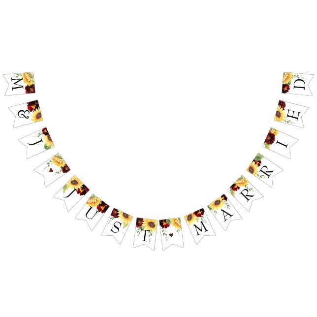 Bandeirinha Rosa Sunflower Recem casados Bunting Banner (Todos)