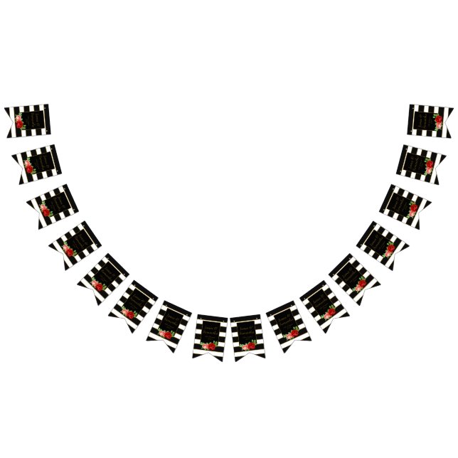 Bandeirinha Rosa vermelha, preto, branco & listra do ouro - (Todos)