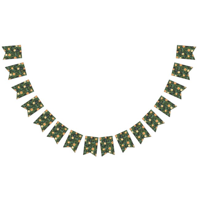 Bandeirinha Rosas de Casamento de Cinzas Escuras Peach Floral (Todos)