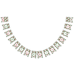 Bandeirinha Rosas vermelhas personalizadas Holly Verde Feliz N