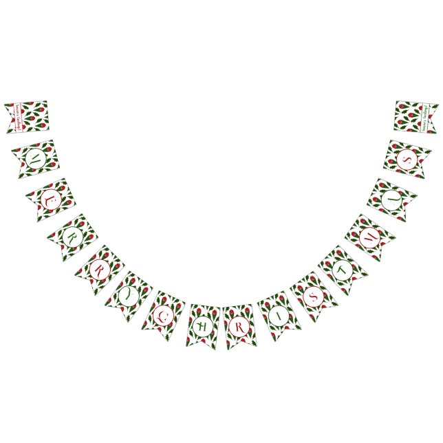 Bandeirinha Rosas vermelhas personalizadas Holly Verde Feliz N (Todos)