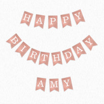 Rose Gold Feliz Aniversário 3 Letras Nome Amy Rosa
