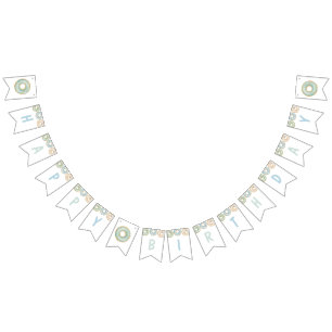 Bandeirinha Rosquinha Feliz Aniversário Banner Azul