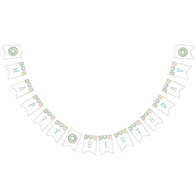 Bandeirinha Rosquinha Feliz Aniversário Banner Azul (Todos)