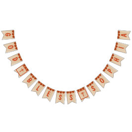 Bandeirinha Rustic Deus abençoe Baptism Commune Red Poppy Girl