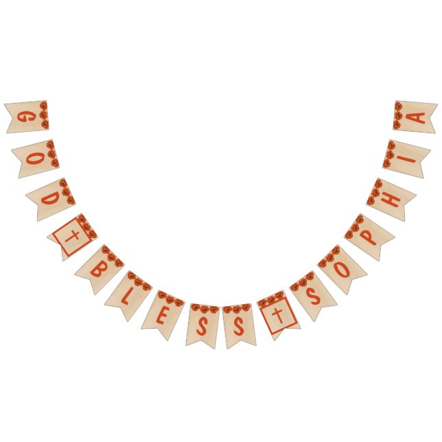 Bandeirinha Rustic Deus abençoe Baptism Commune Red Poppy Girl (Todos)