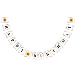 Bandeirinha Rustic Sunflower Girls Happy Birday