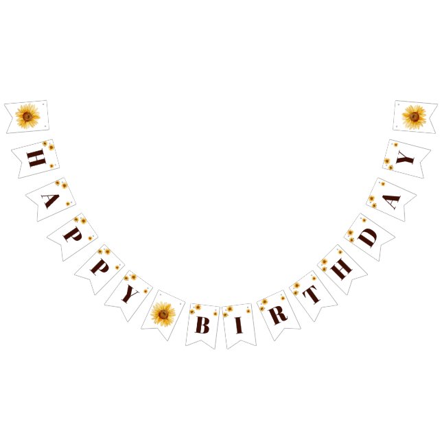 Bandeirinha Rustic Sunflower Girls Happy Birday (Todos)