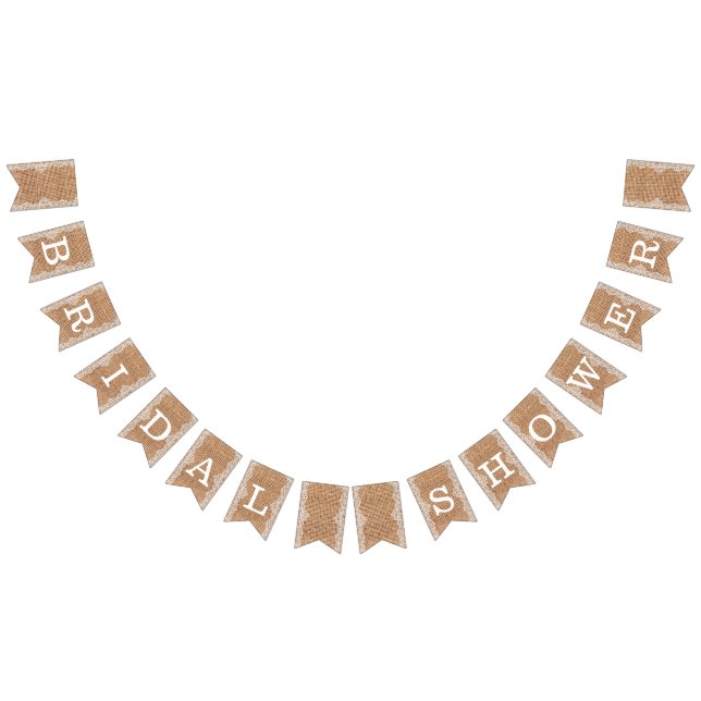 Bandeirinha Saco Russo Burlap com Lace Branco. Chá de panela. (Todos)