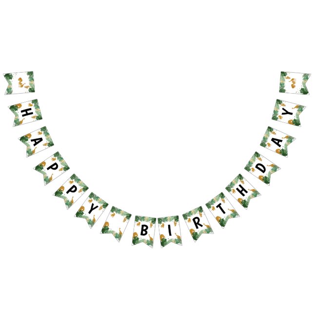 Bandeirinha Safari Animais Selvagens Um Feliz Aniversário (Todos)