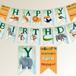 Bandeirinha Safari animals jungle kids birthday watercolor 