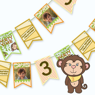 Bandeirinha Safari Monkey Birthday
