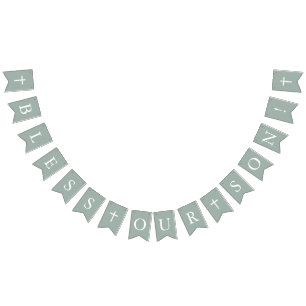 Bandeirinha Sage Bless Our Son Banner Baptism Bunting Flags
