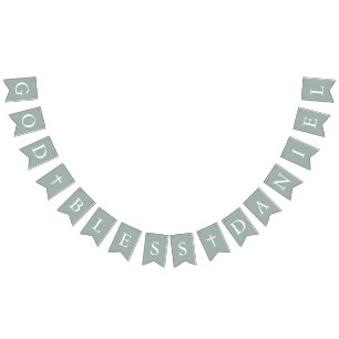 Bandeirinha Sage Green Cross Boy Baptism Bunting Flags