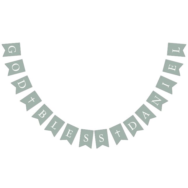 Bandeirinha Sage Green Cross Boy Baptism Bunting Flags (Todos)