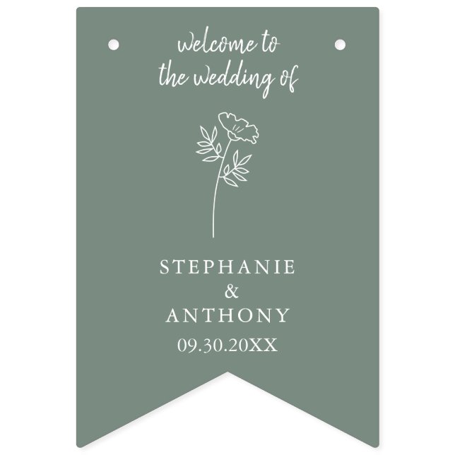 Bandeirinha Sage Green Wildflower Wedding (Primeira Bandeira)