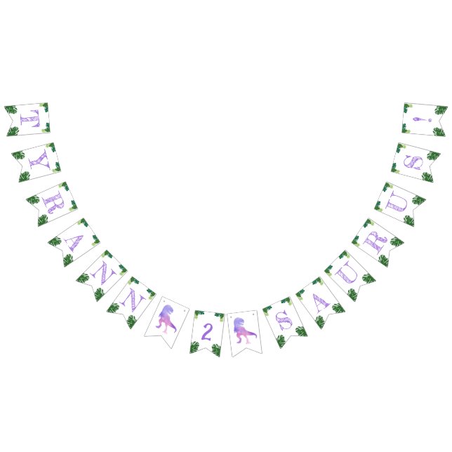 Bandeirinha Segundo aniversário Dinossauro Tyrannosaurus Rex (Todos)