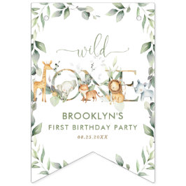 Bandeirinha Selva Animais Selvagens Selvagens Um Feliz Anivers