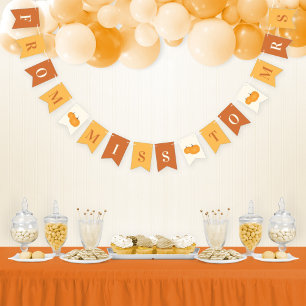 Bandeirinha Senhorita à Sra. Orange Fall Pumpkins Chá de panel