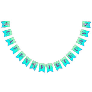 Bandeirinha Sereia incrível com cabelo arco-íris e cauda Ani